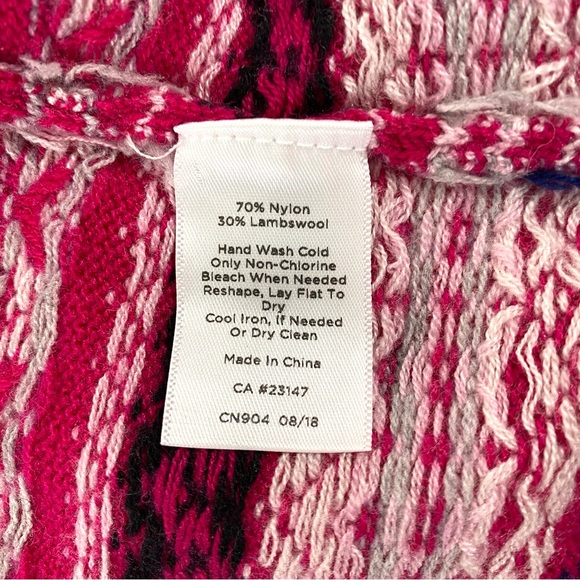Talbots Pink Fair Isle Nordic Style Lambswool Blend Cardigan Sweater Size Medium - Picture 13 of 14
